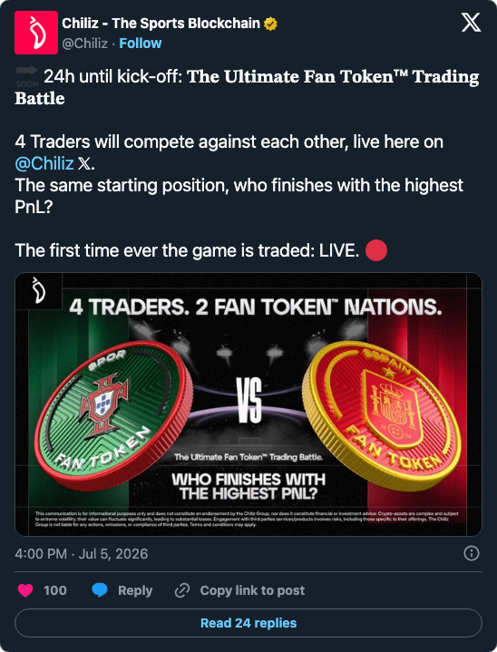 Chiliz 24h countdown post